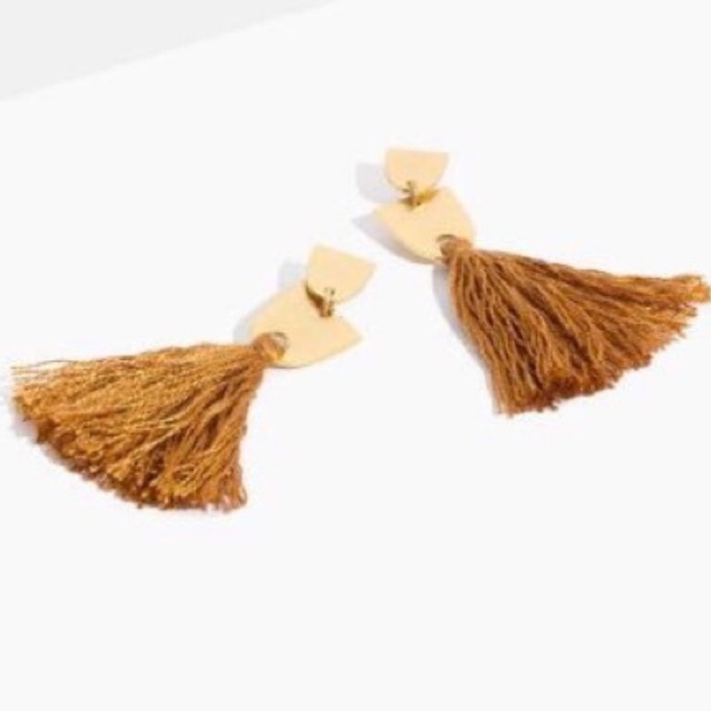 Madewell Tassel Statement Earrings mustard  gold